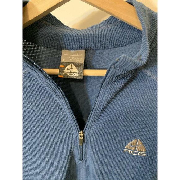 Nike ACG Vintage 1/4 Zip Men’s Sz L Fleece Pullover Blue Embroidered Logo - Picture 2 of 6